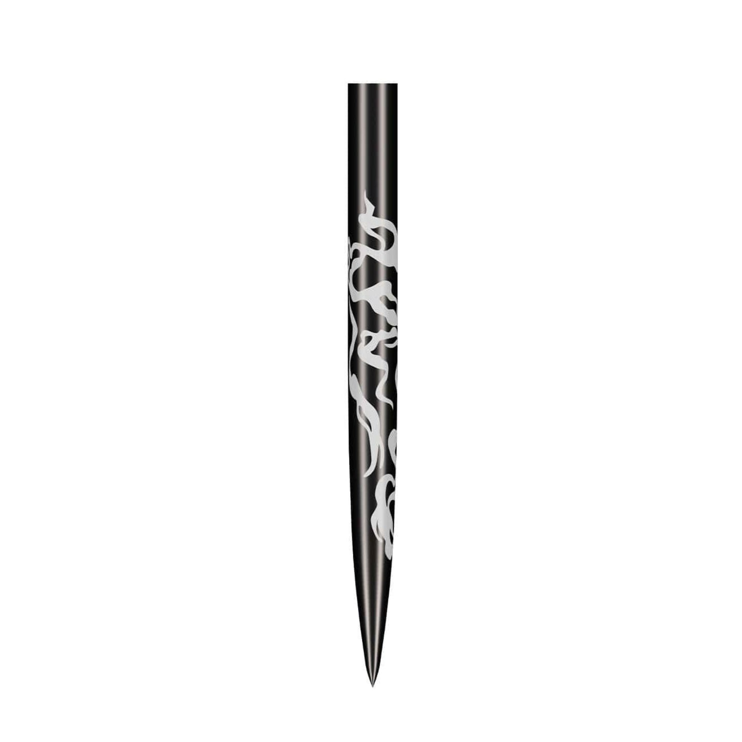 Close up of a single Shot Alchemy replacement dart point highlighting precision engraving
