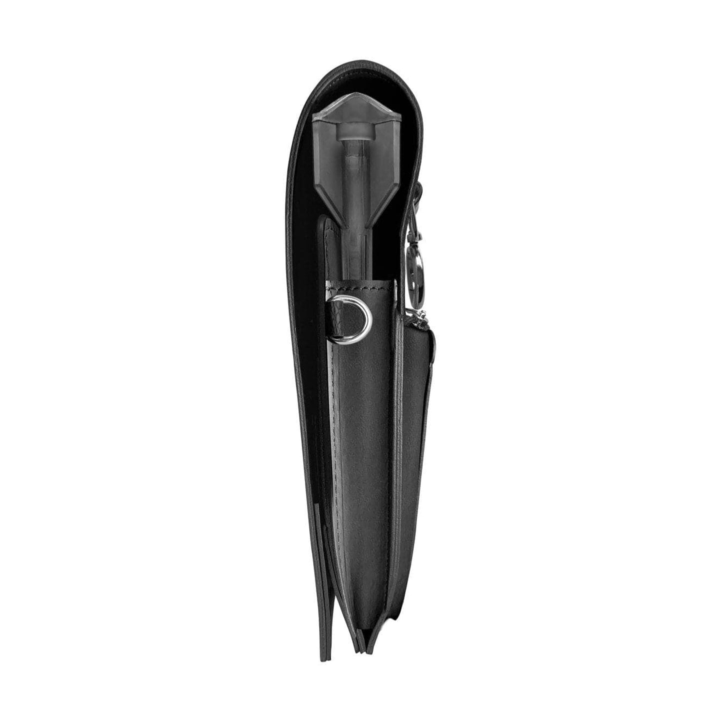 Side profile of the Badlands Inked Dart Wallet showing carabiner clip and slim profile