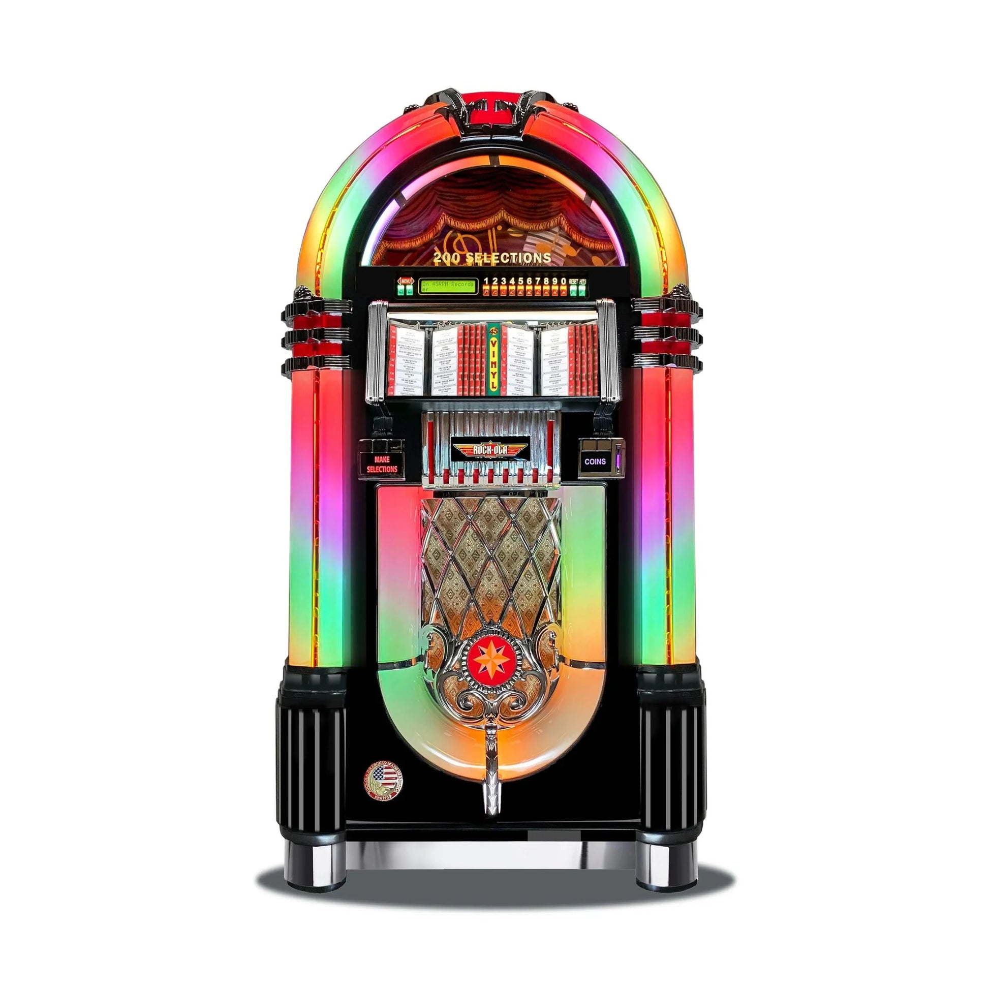 Colorful retro-style jukebox on a white background