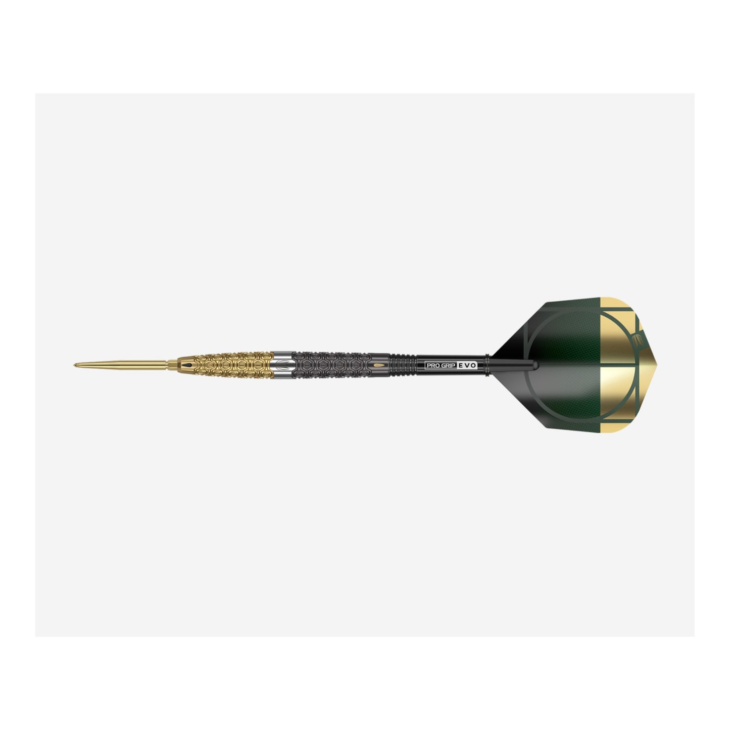 Close up detail of Cult Envy 01 tungsten barrel showing the Elysian-inspired black and gold cellular grip texture
