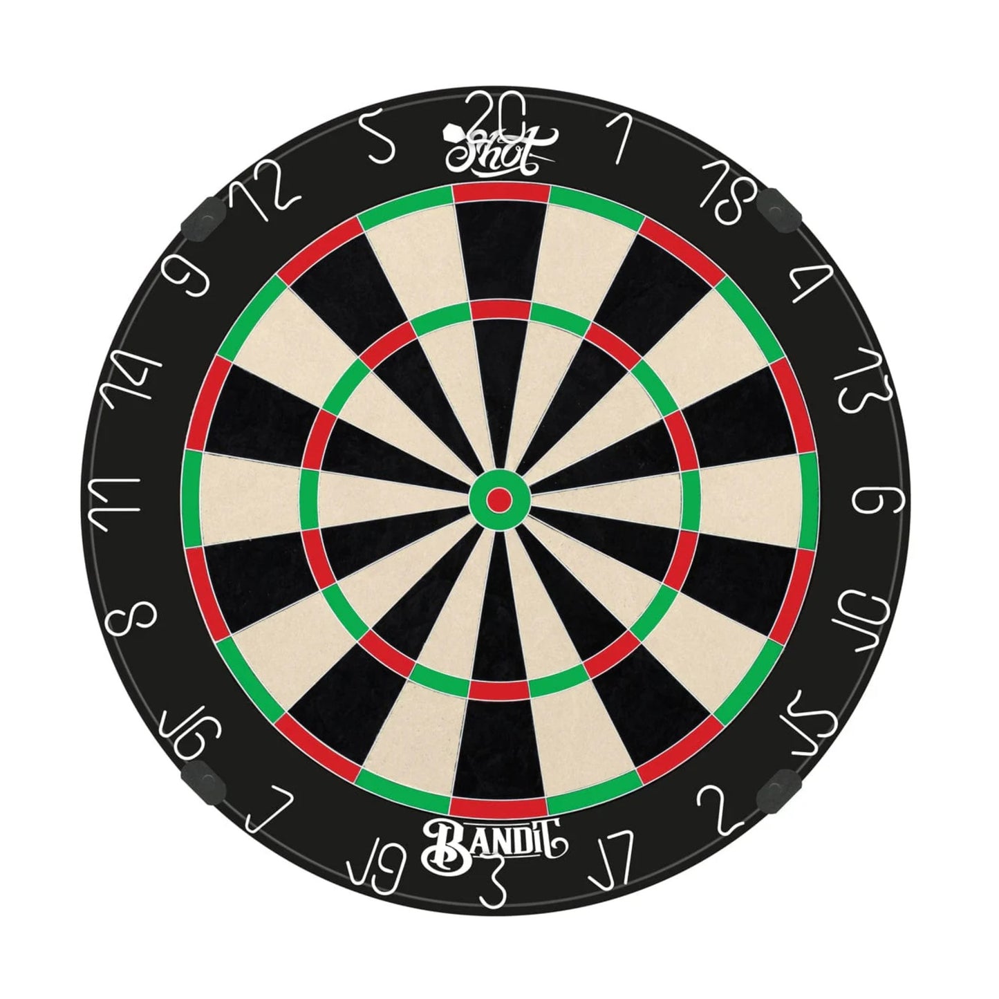 Pack_Front.jpg Shot Bandit Gen 4 Dartboard packaging front view showing professional branding