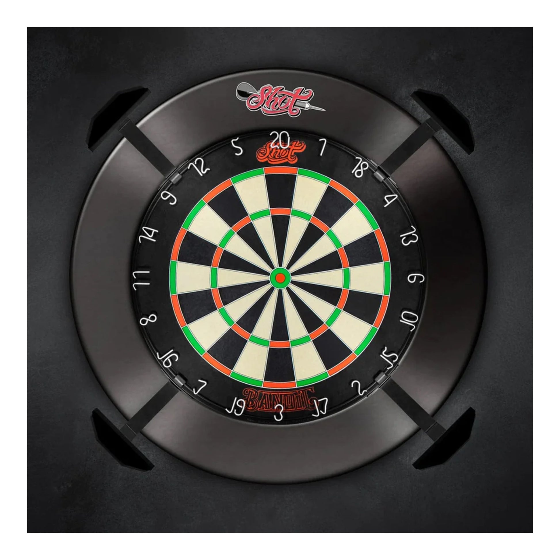 Shot Stadium lighting system illuminating a dartboard with zero shadows