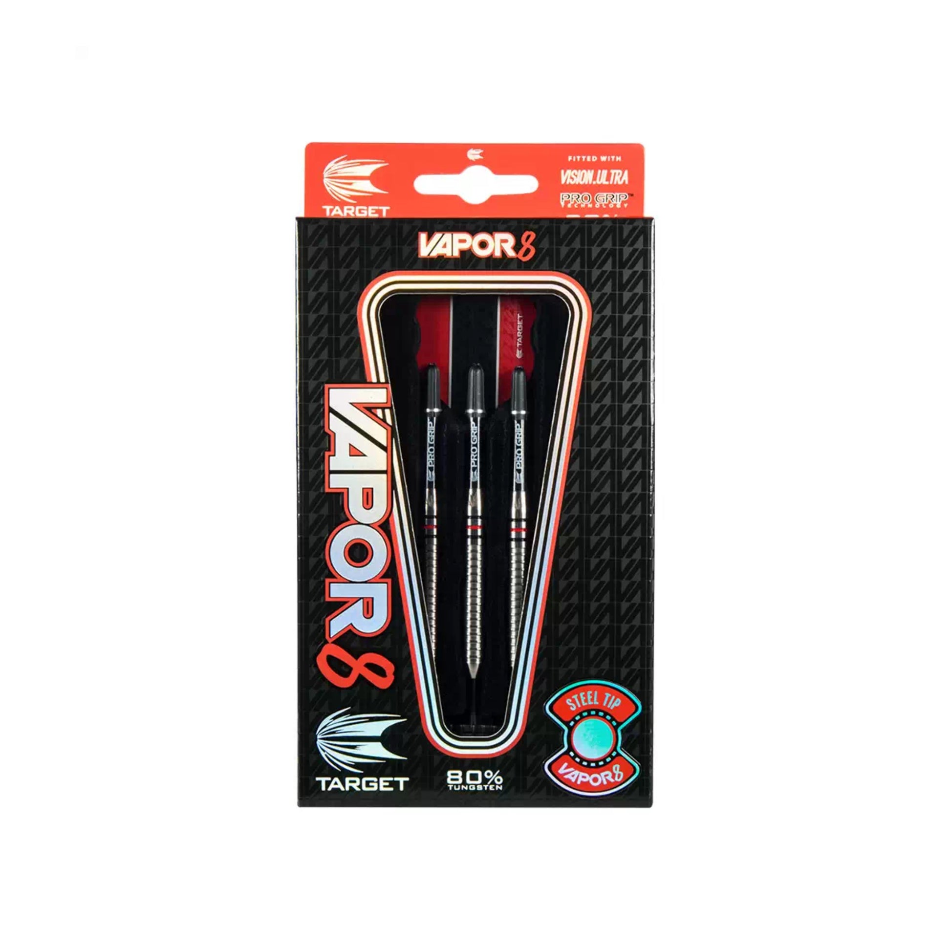 Full set of Target Vapor 8 02 26g tungsten darts with flights and shafts