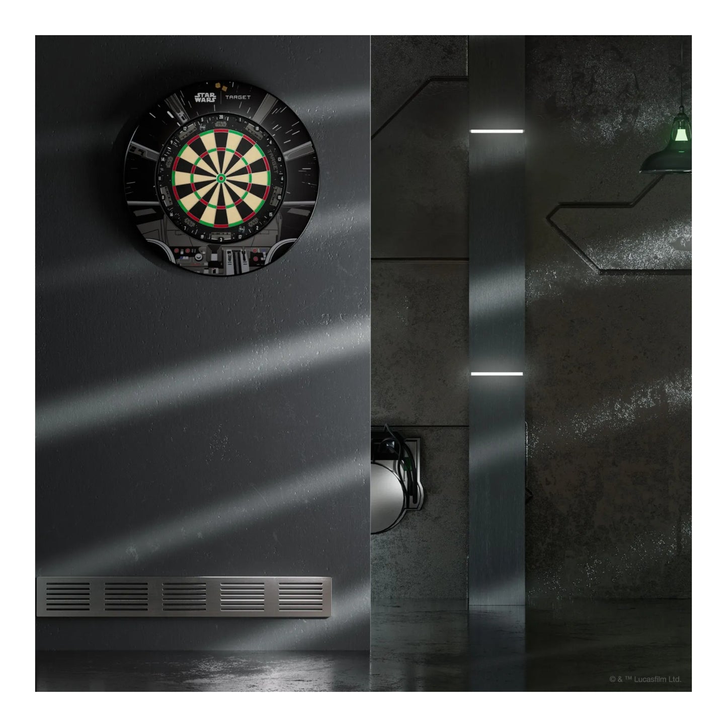 The official Star Wars and Target Darts branded packaging for the Millennium Falcon bundle.