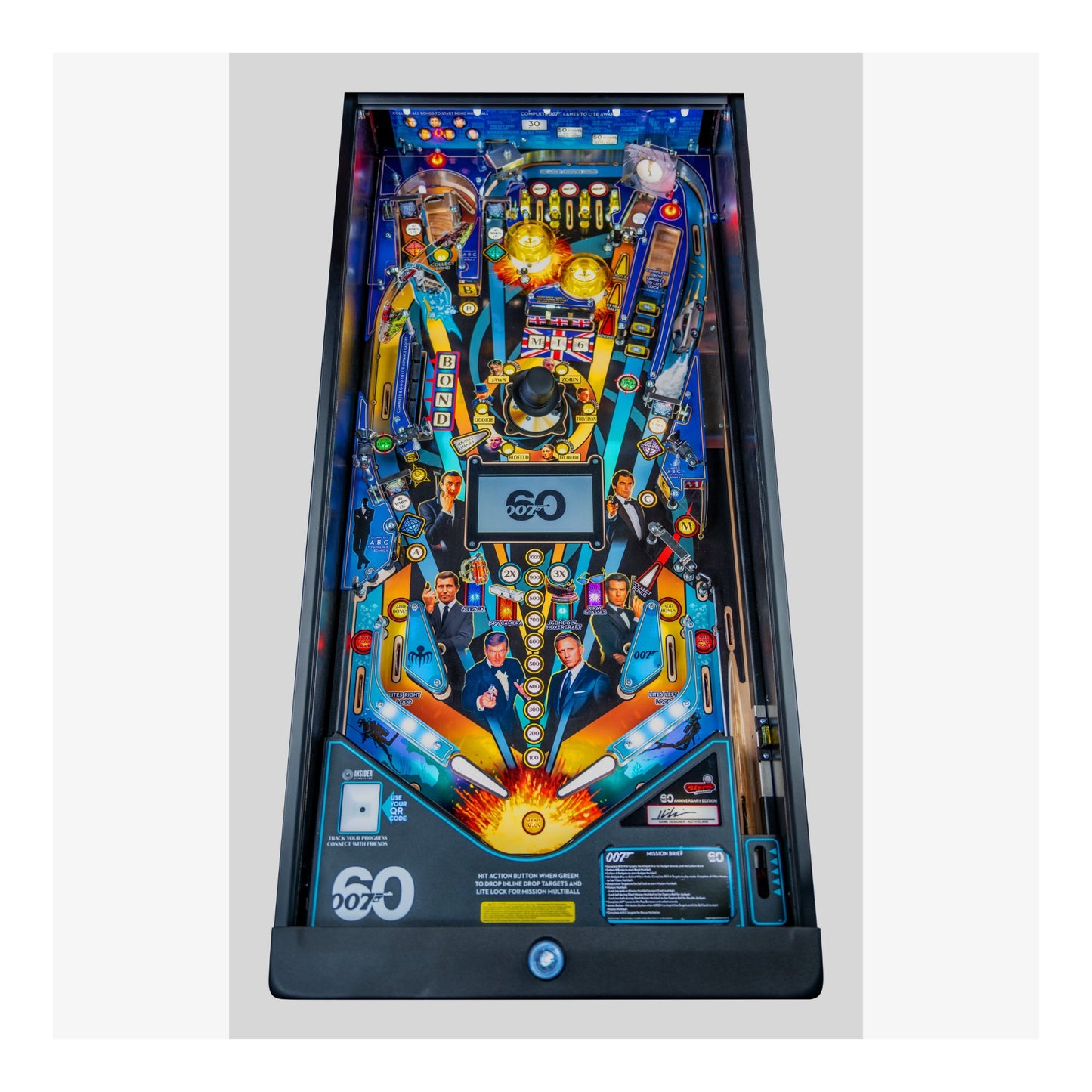 Colorful pinball machine on a white background
