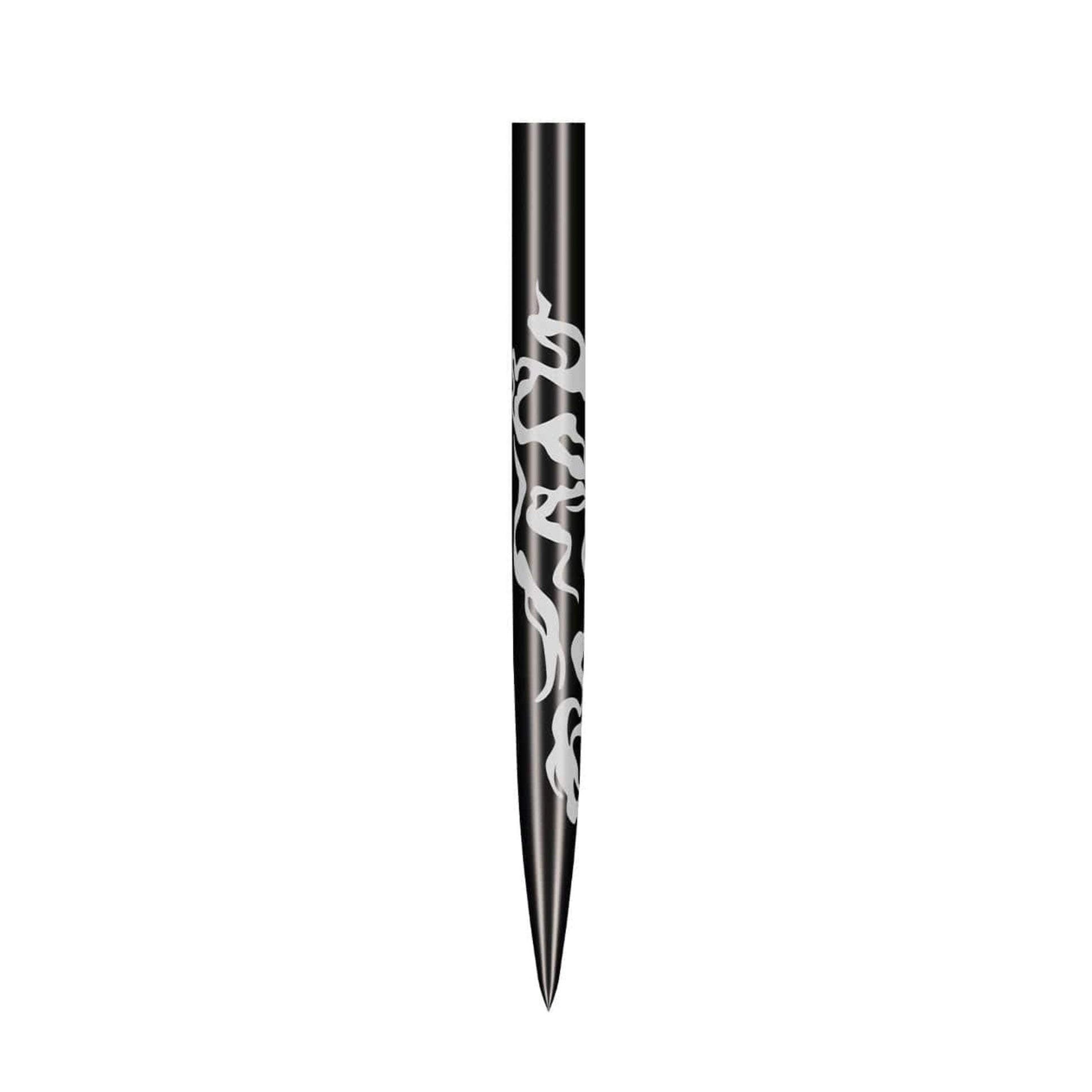 Close up of a single Shot Alchemy replacement dart point highlighting precision engraving