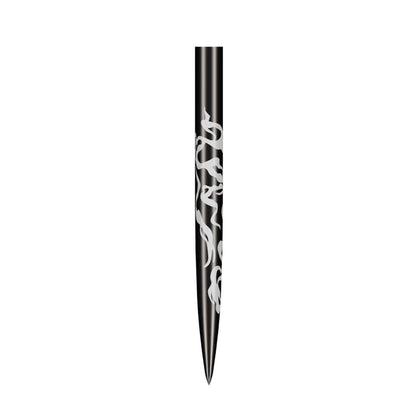 Close up of a single Shot Alchemy replacement dart point highlighting precision engraving
