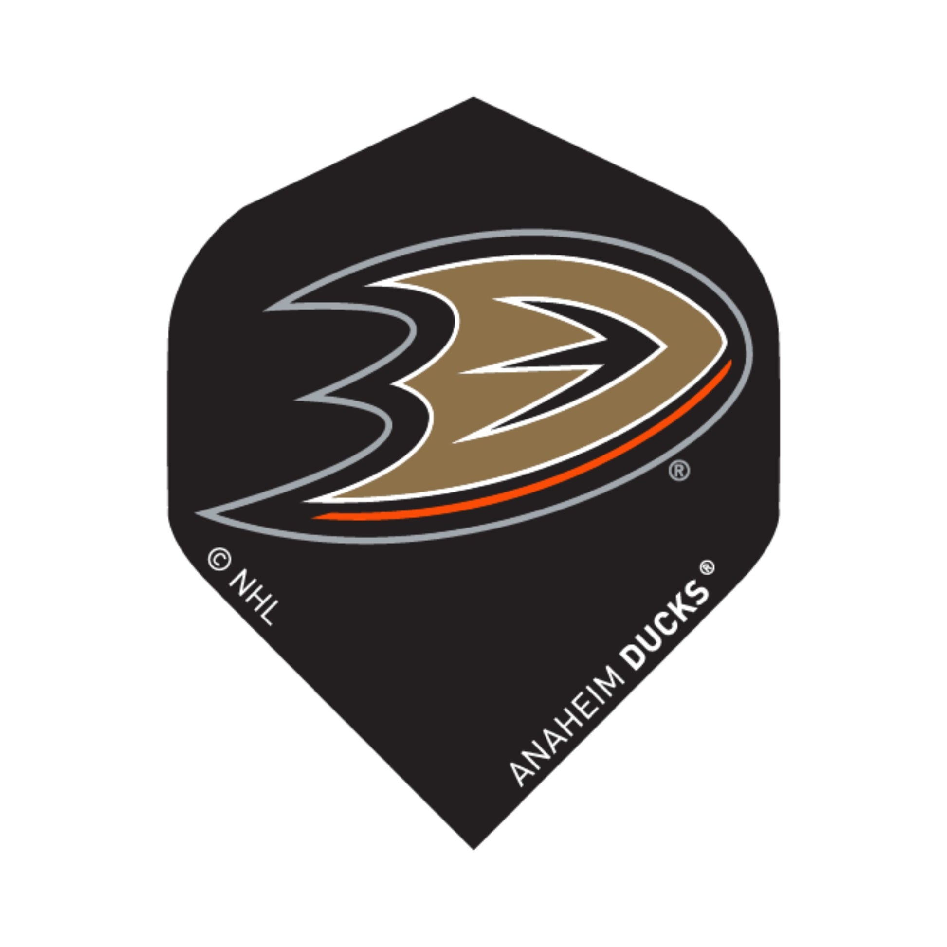 Dart flight with Anaheim Ducks logo on a black background