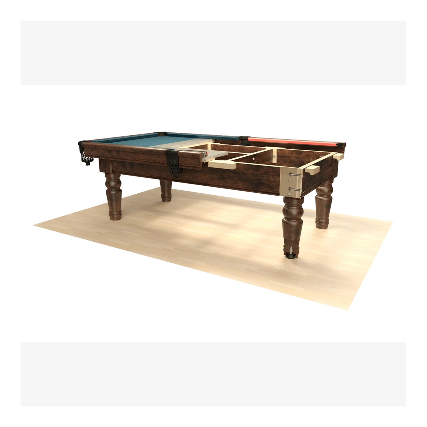 Wooden pool table on a white background