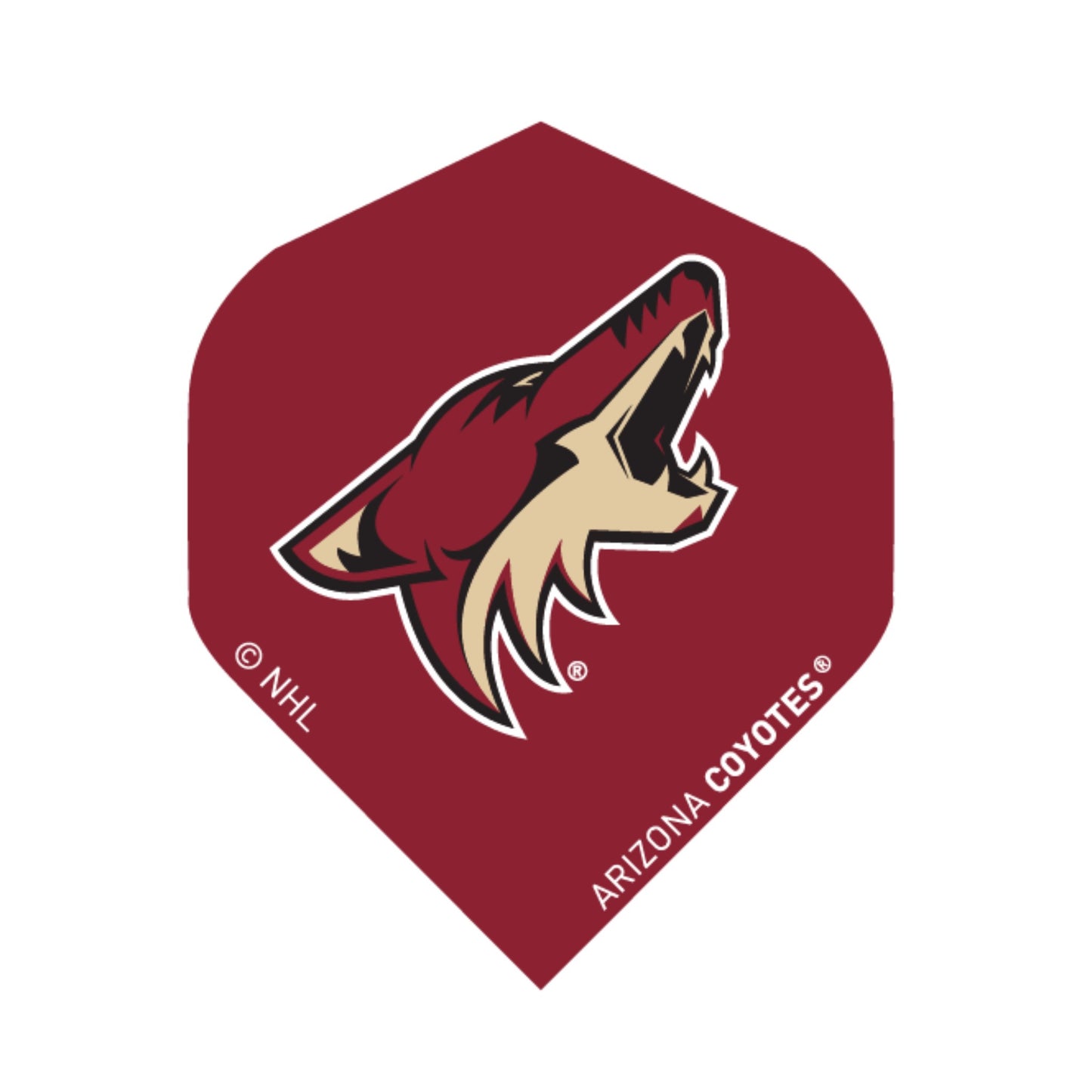 Dart flight with Arizona Coyotes logo on a red background