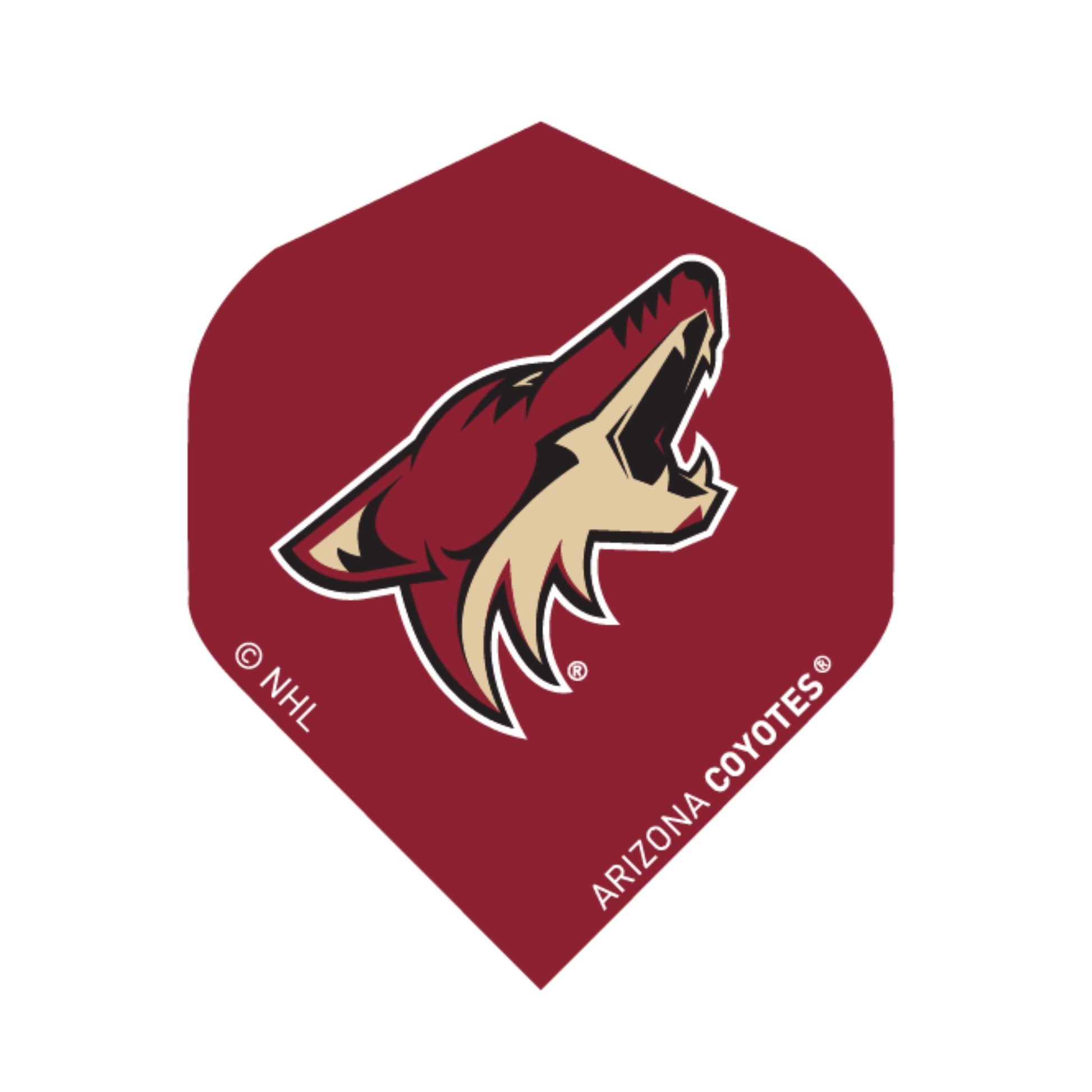 Dart flight with Arizona Coyotes logo on a red background