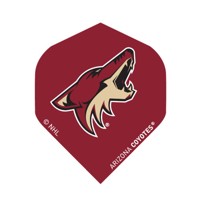 Dart flight with Arizona Coyotes logo on a red background