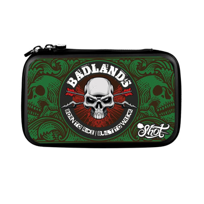 Exterior of the Badlands Tactical Darts Case in Toxic Green by Shot Darts