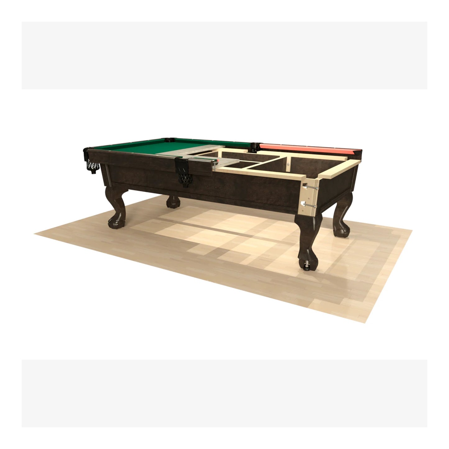 A studio shot of the Canada Billiard Banff table on a white background, showing the full table design.