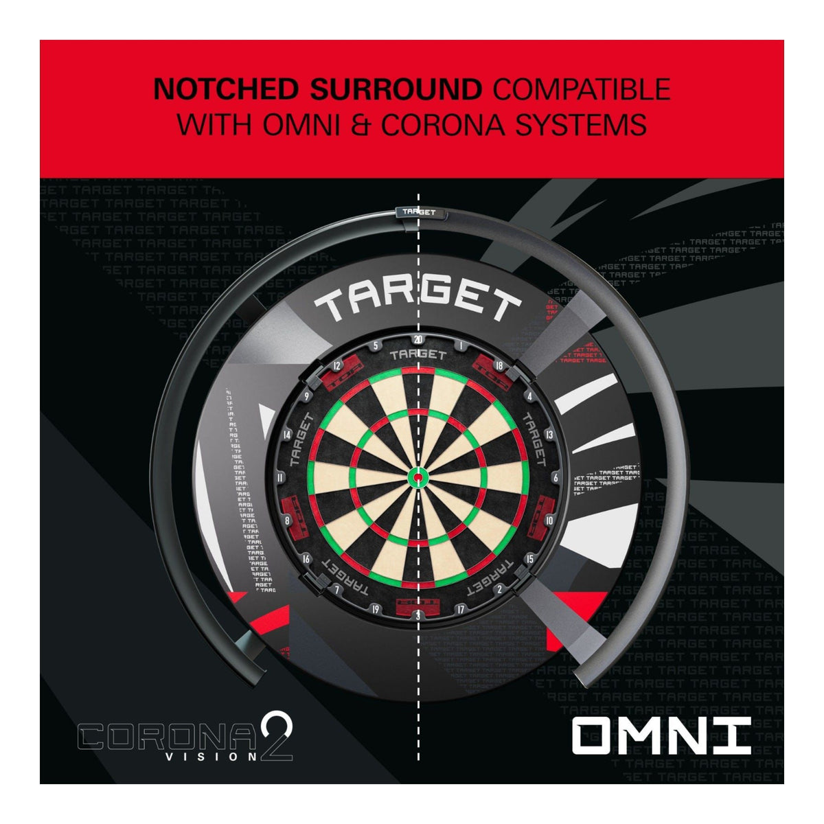 Target Darts Patterned Notched Dartboard Surround | Kingston Billiards & Games