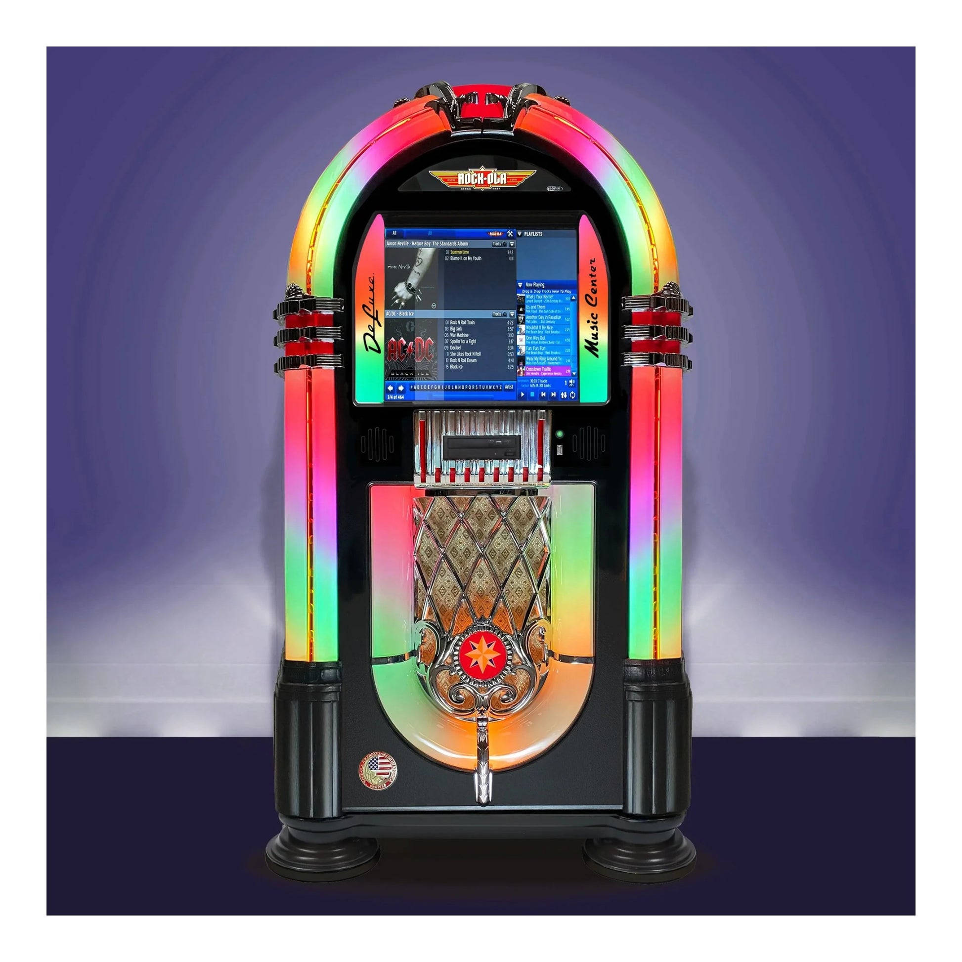 Colorful jukebox with a screen on a gradient background