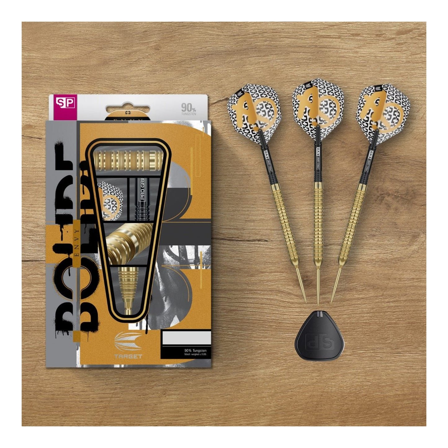 Target Bolide Envy 04 steel tip darts complete setup with flights and shafts