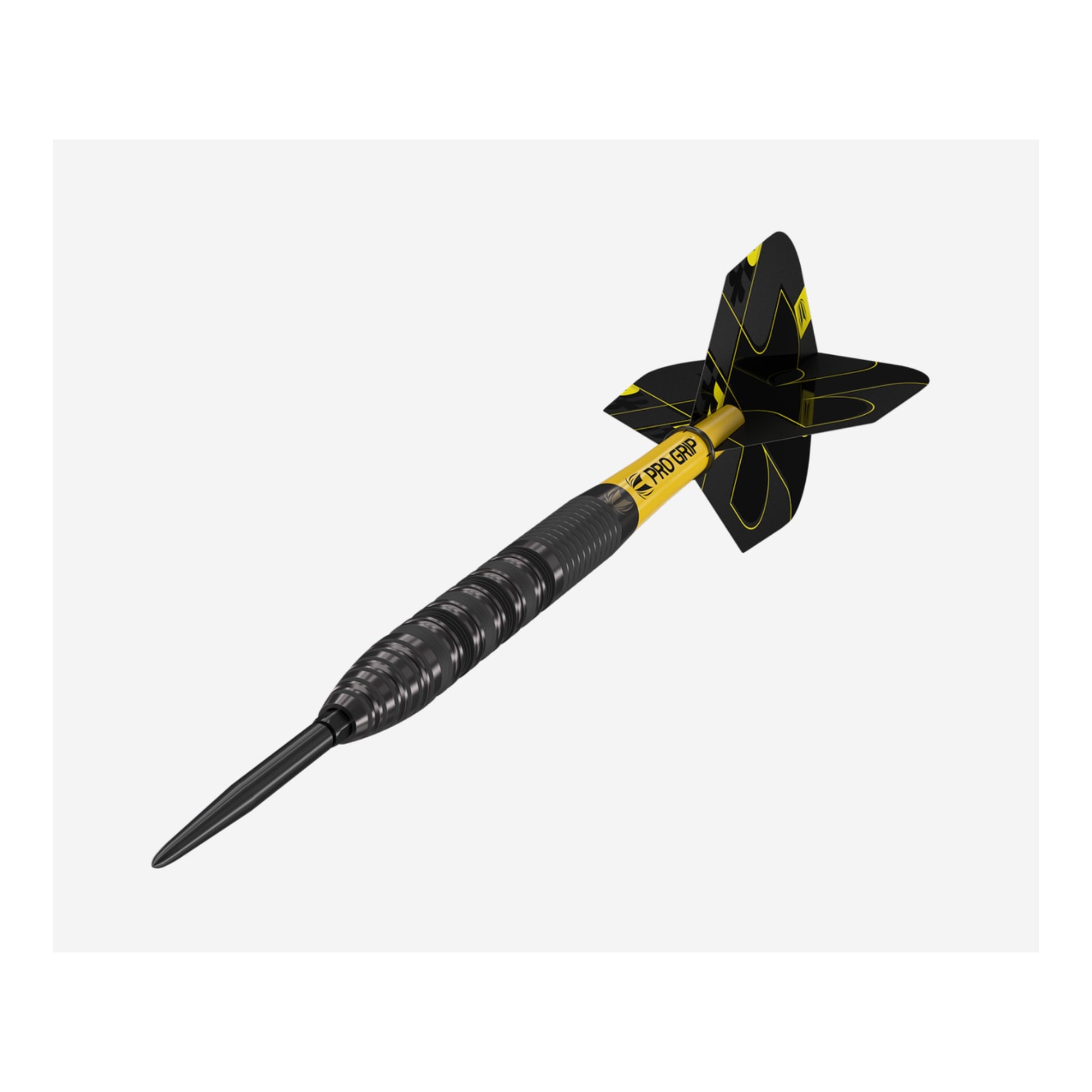 Target Bolide Void 02 SP darts set showing compact barrels and yellow shafts