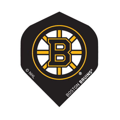 Black dart flight with Boston Bruins logo on a white background