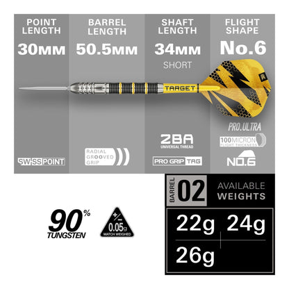 Target Buzz 02 SP Steel Tip Darts | 90% Tungsten