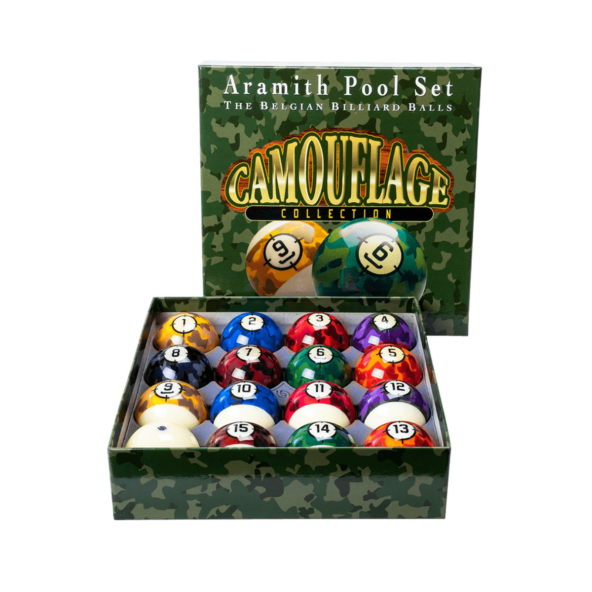Aramith Pool Game Camouflage 2 1/4" Billiard Balls Set