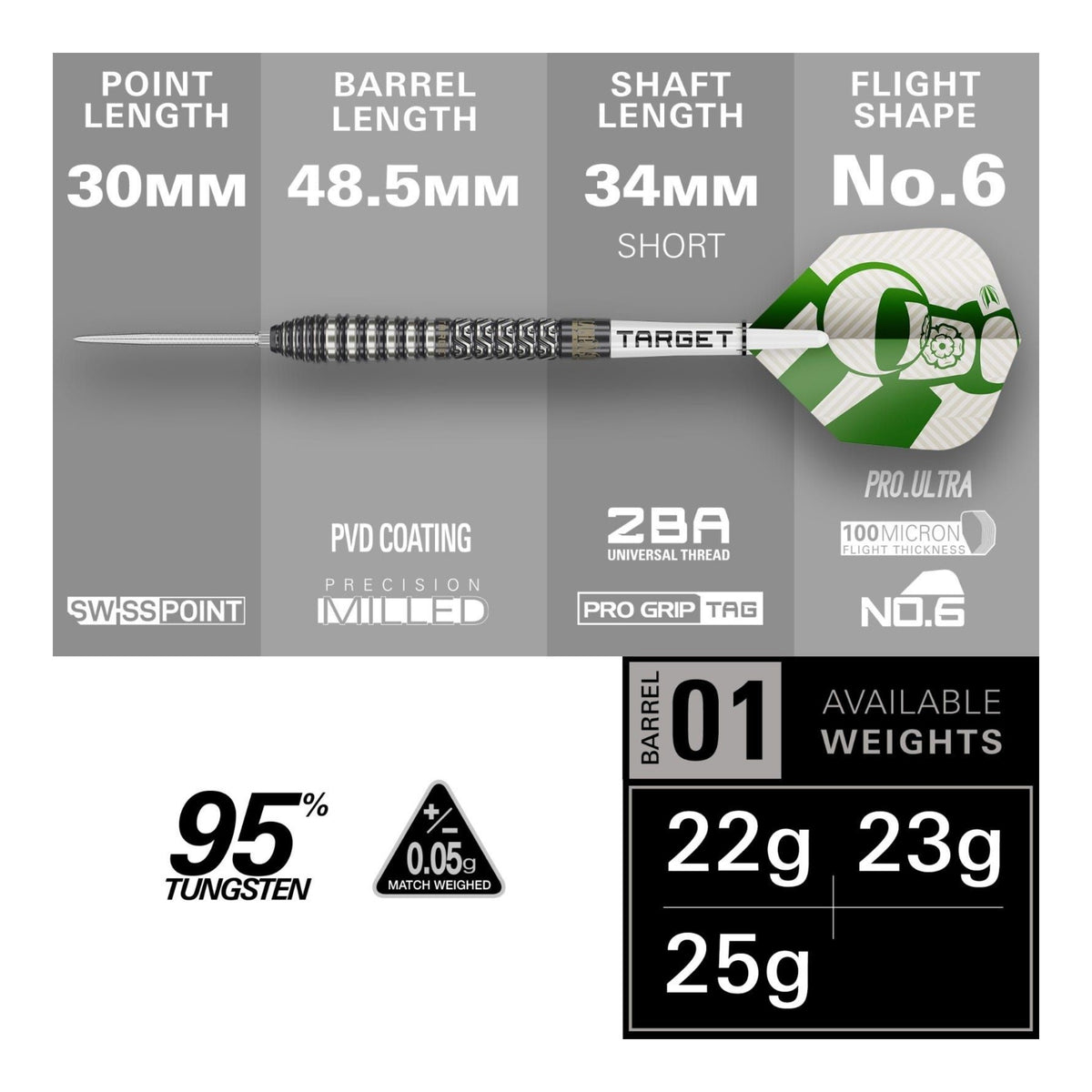 Target Charlie Manby SP Darts - 95% Tungsten
