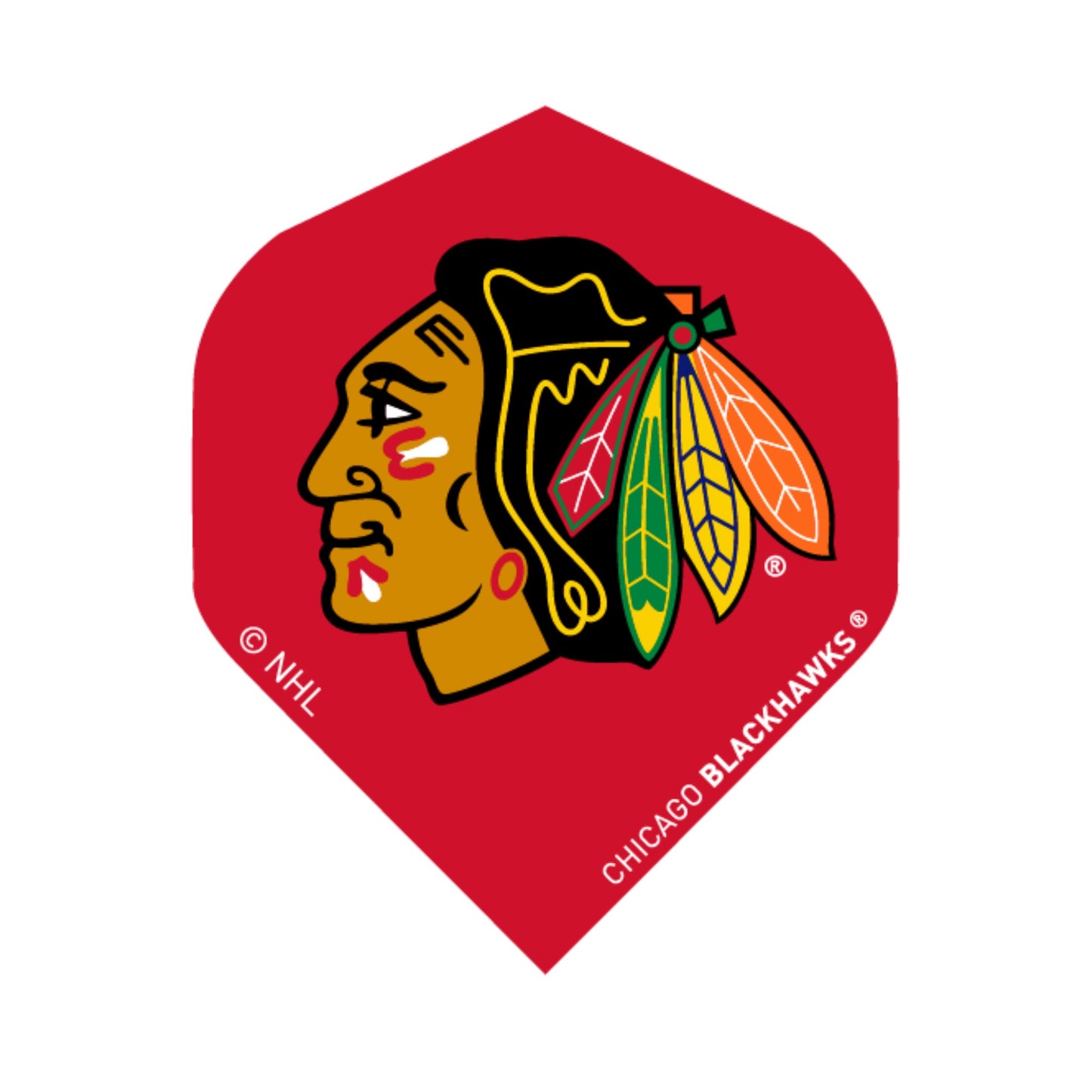 Chicago Blackhawks logo on a red background