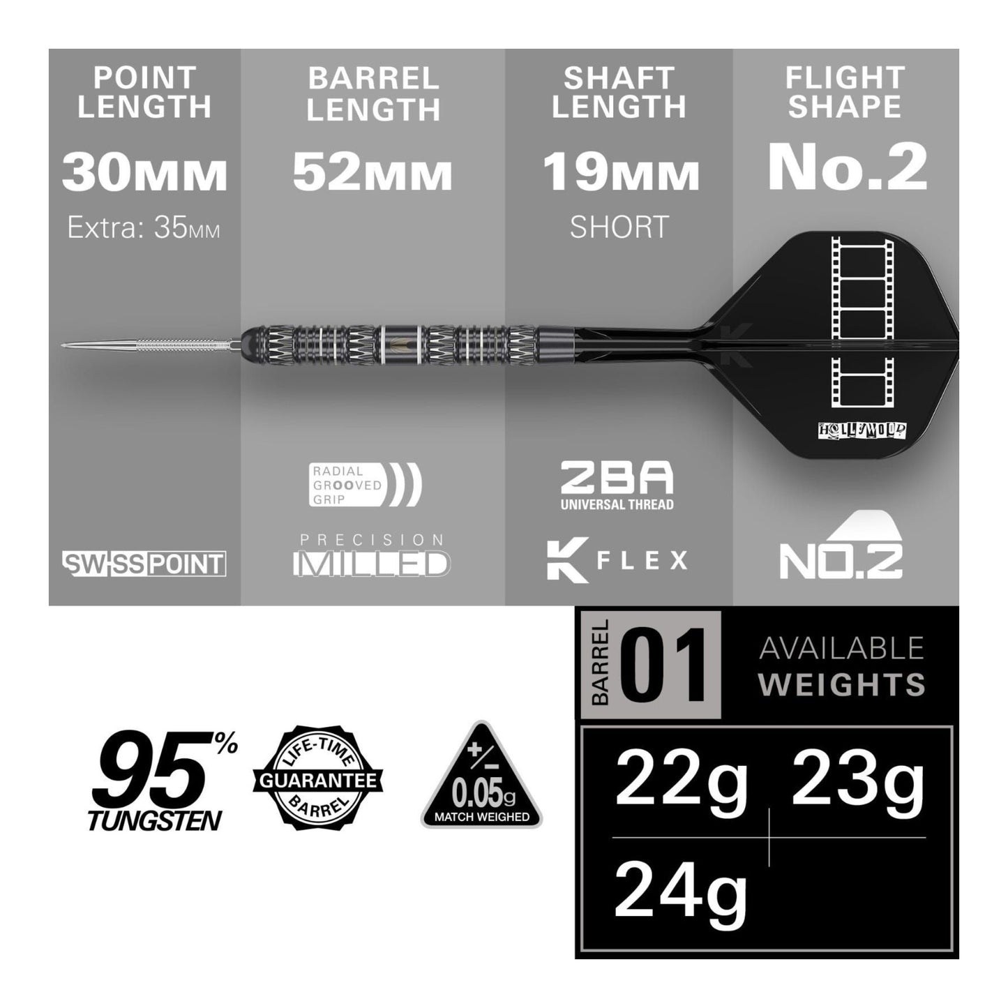 Target Chris Dobey 95K Steel Tip Darts | 95% Tungsten Swiss Point