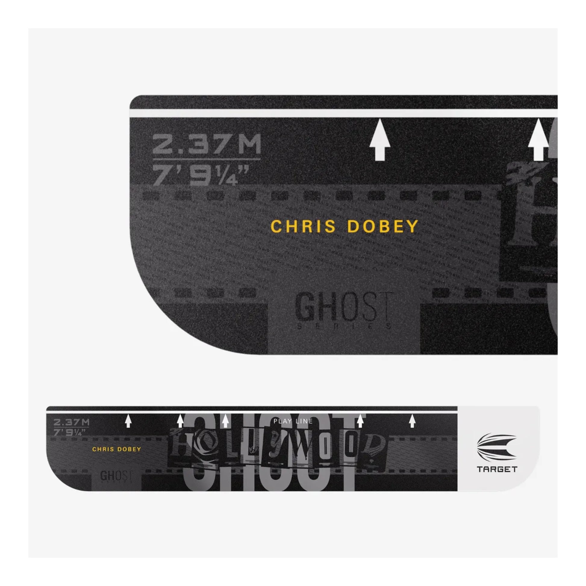 White Chris Dobey throw line with Hollywood logo on floor