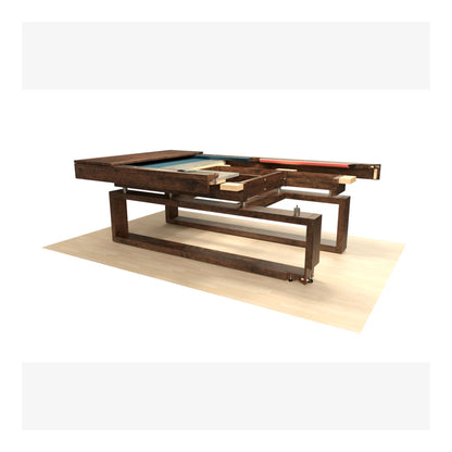 A studio product shot of the Cloud pool table with a light wood finish and blue felt, isolated on a white background.