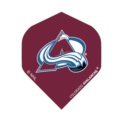 Maroon dart flight with Colorado Avalanche logo on a white background