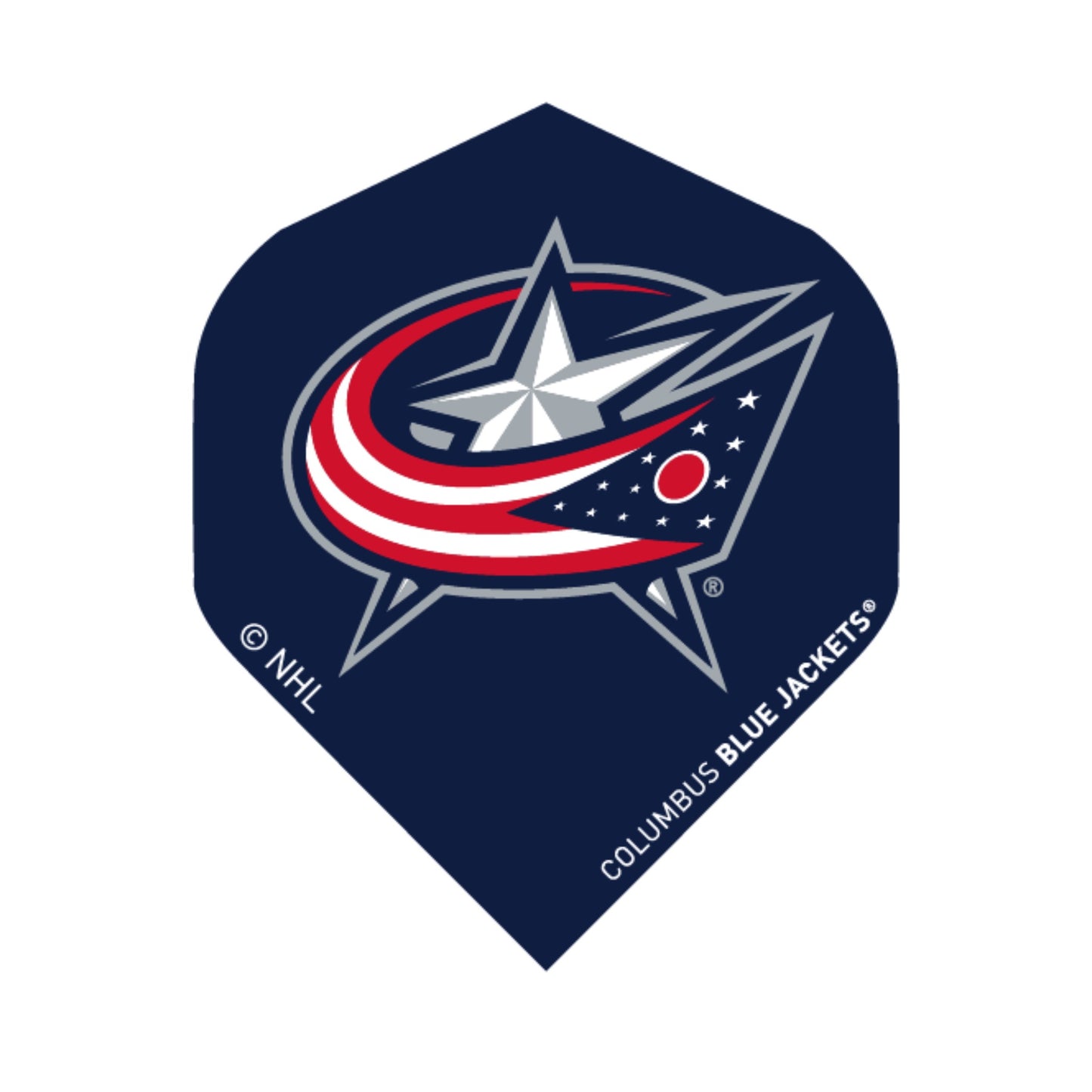 Columbus Blue Jackets logo on a dart flight with NHL branding