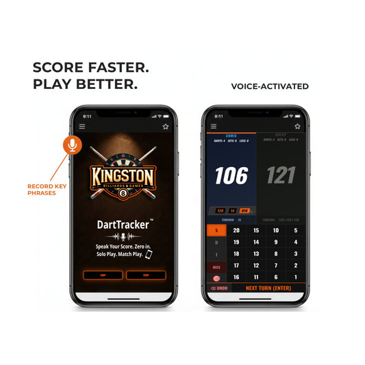 Two display views of DartTracker on a mobile device