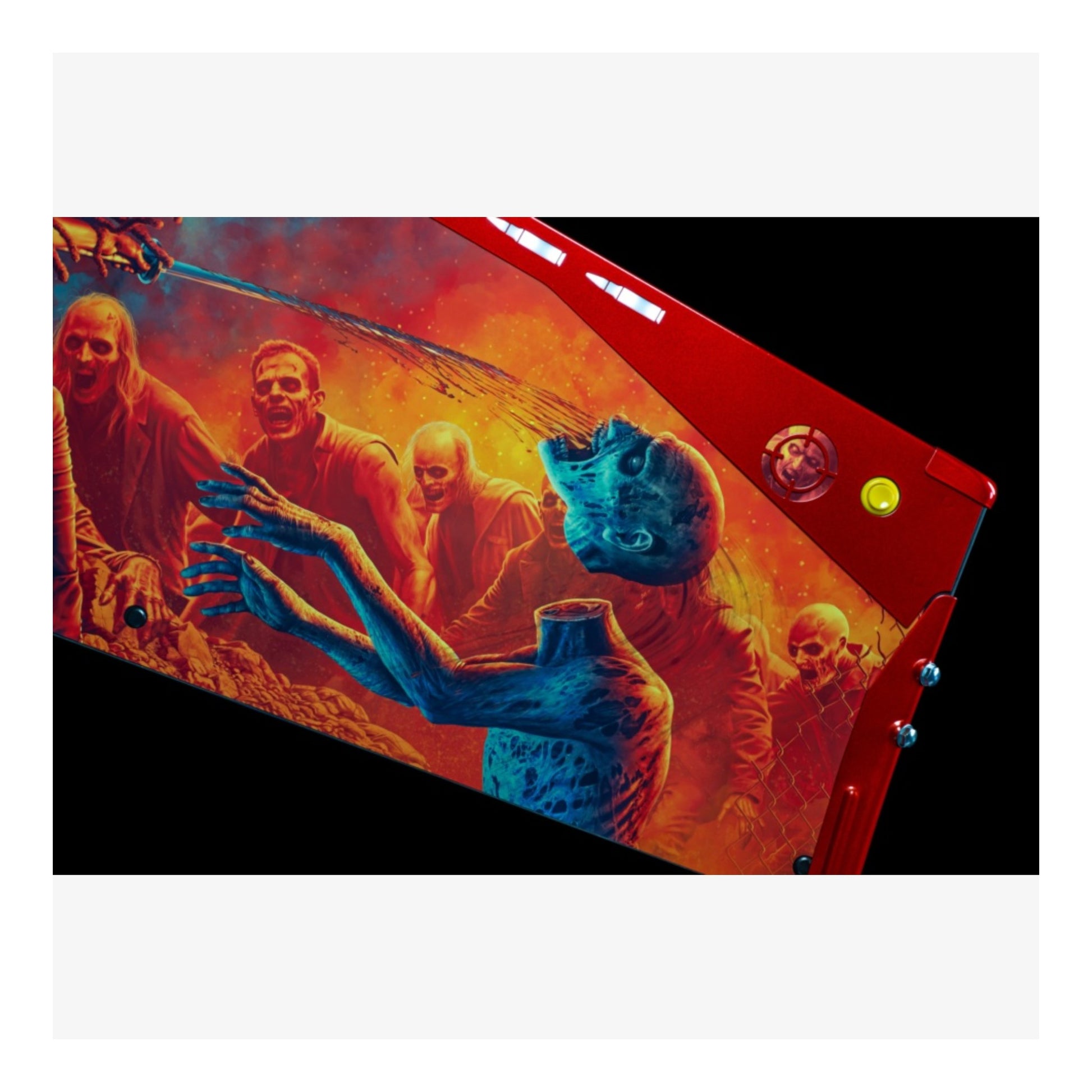 Limited Edition Stern Pinball. Close-up of a pinball machine with a vibrant design featuring figures and a creature.