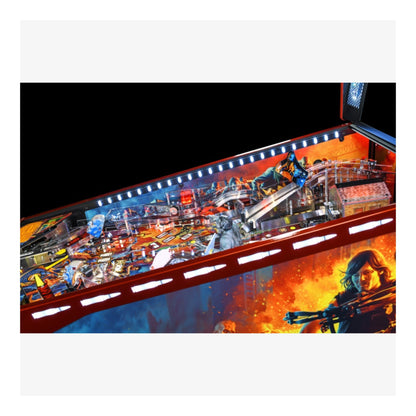 Limited Edition Stern Pinball. Pinball machine with colorful artwork and lights on a black background