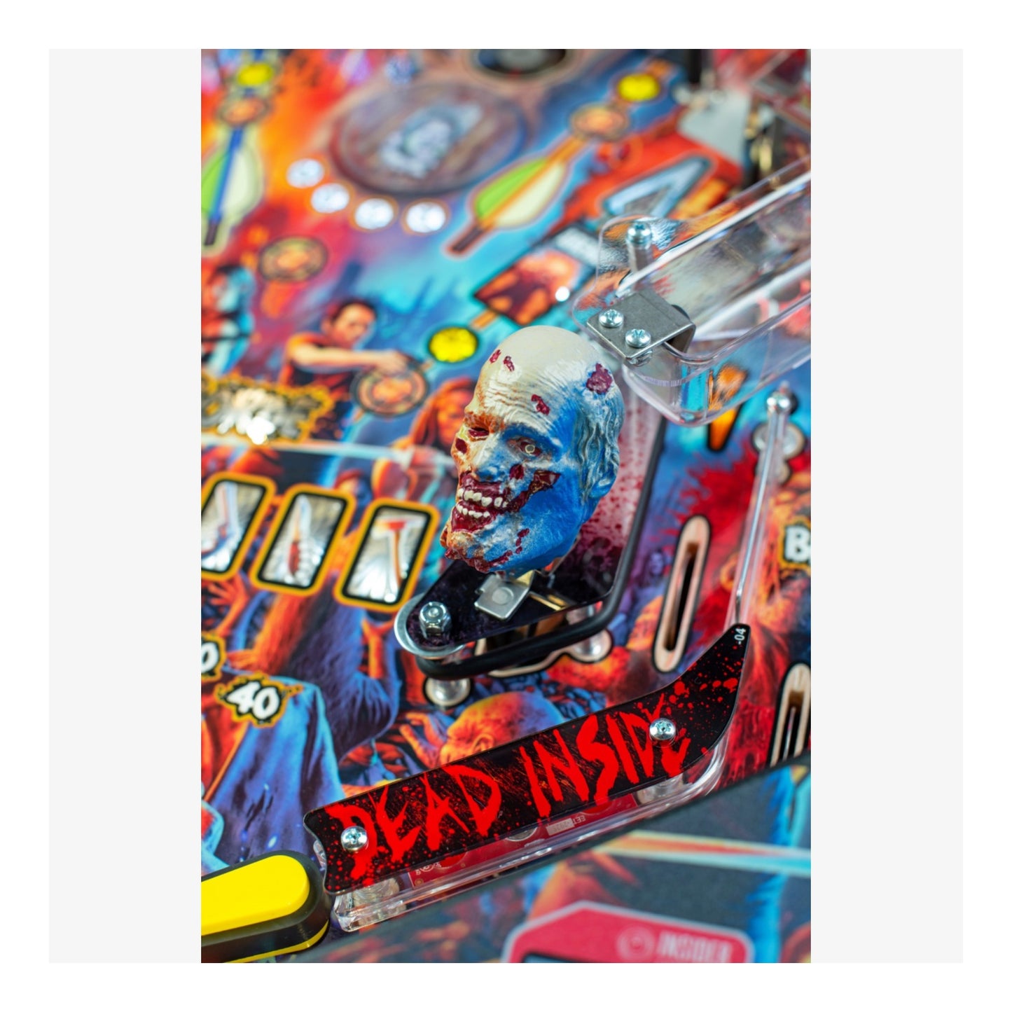 Limited Edition Stern Pinball. Pinball machine with a zombie figure and 'Dead Inside' text on a colorful background