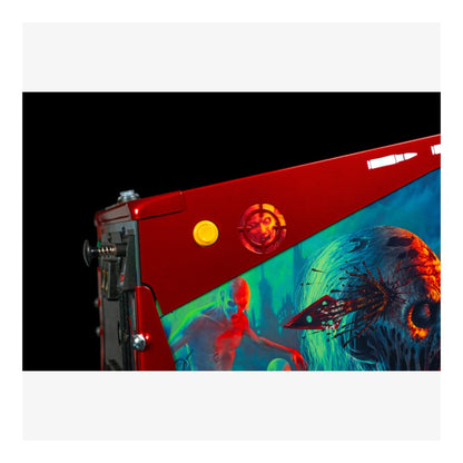 Limited Edition Stern Pinball. Close-up of a vehicle with a colorful design featuring a character and a creature.