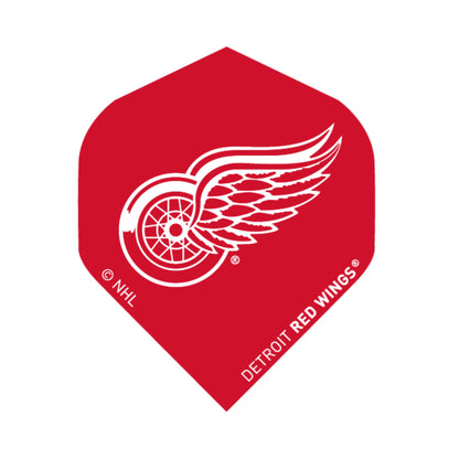 Red dart flight with Detroit Red Wings logo on a white background