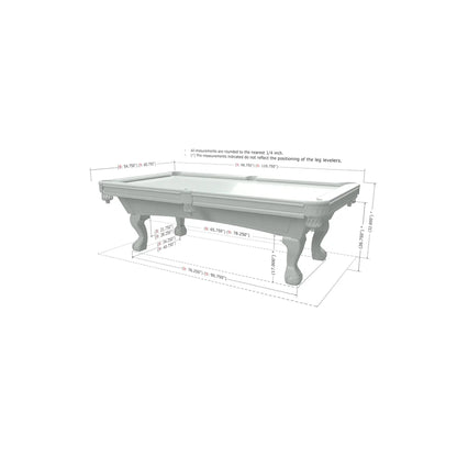 Dynasty Pool Table dimensions and size chart