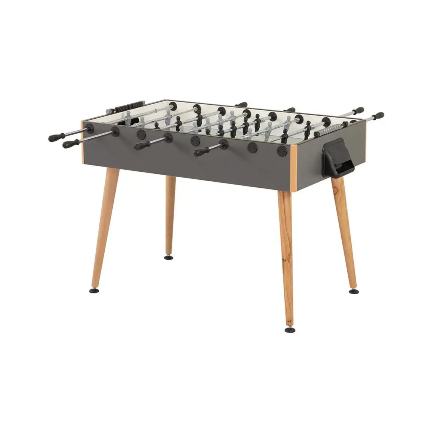 Detailed view of grey cabinet and telescopic rods on F.A.S. Flamingo table