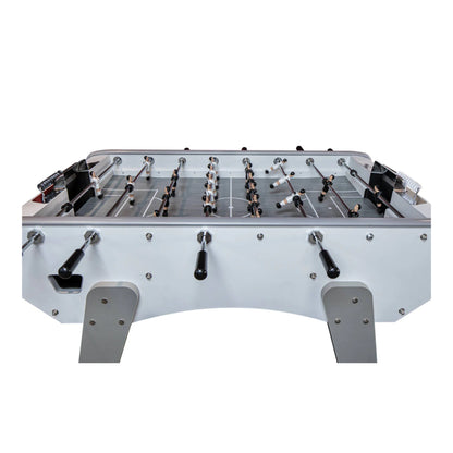 Top view of grey Gerflex playfield on Masterspeed Foosball Table