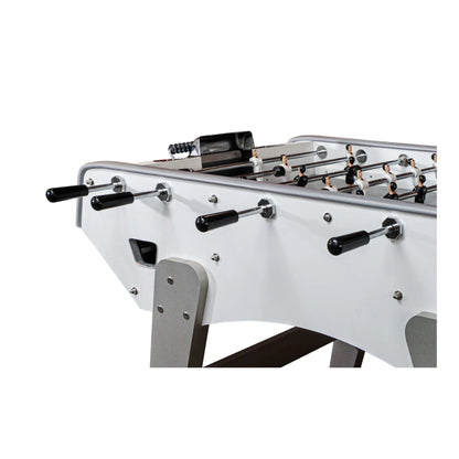 Close up of black and white players on Gerflex surface with cork ball