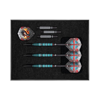 Shot Darts Future Knights St George steel tip dart set full display with flights