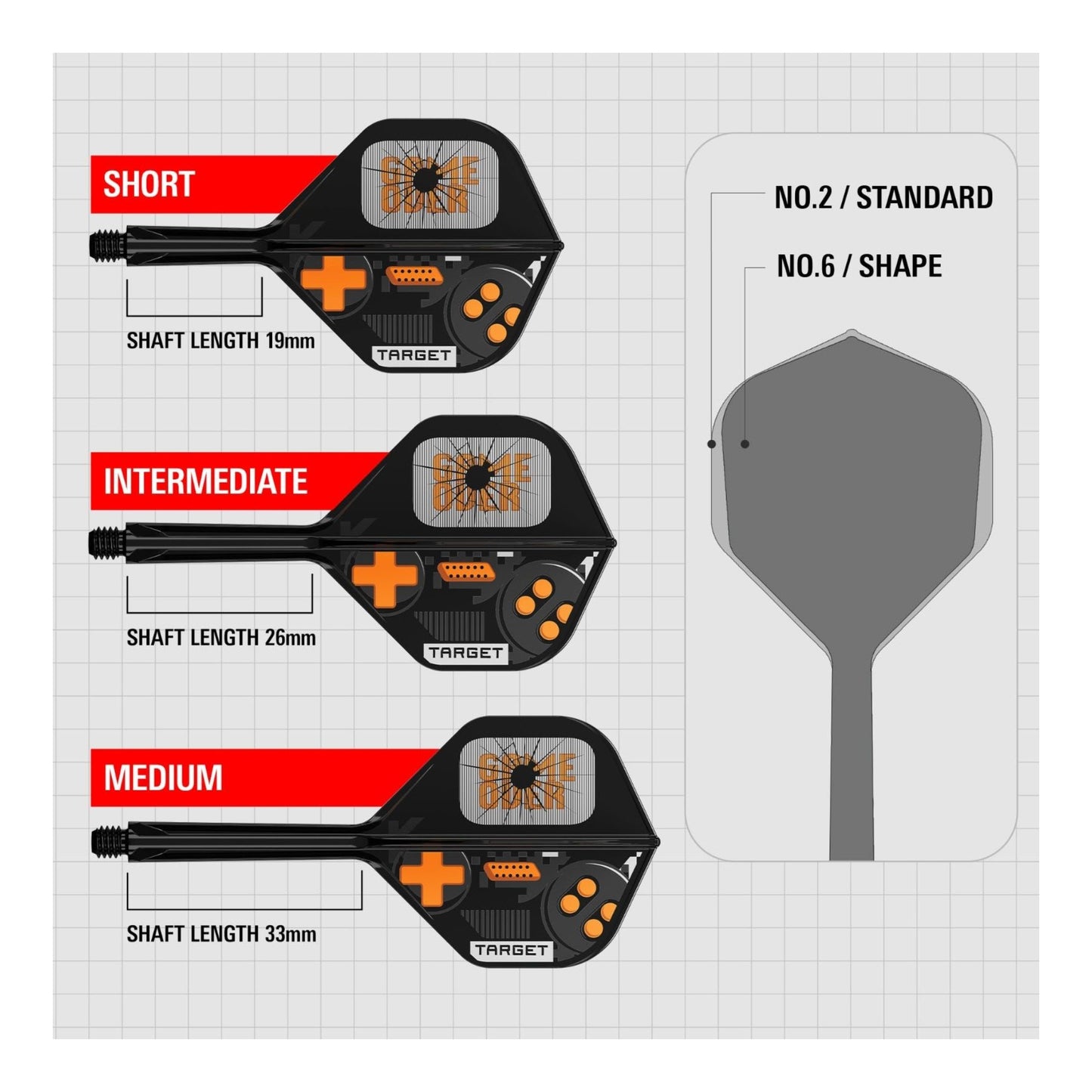 Game Over K-Flex No.2 shaft length  and shape comparison image