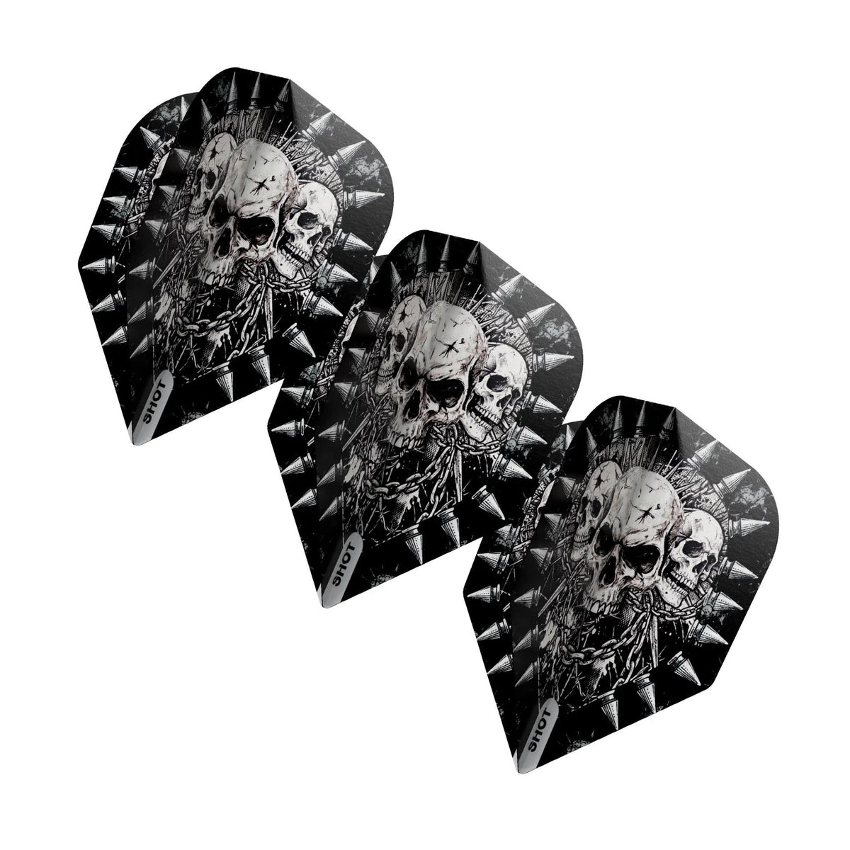 Three Gnarly Skulls small standard dart flights by Shot Darts