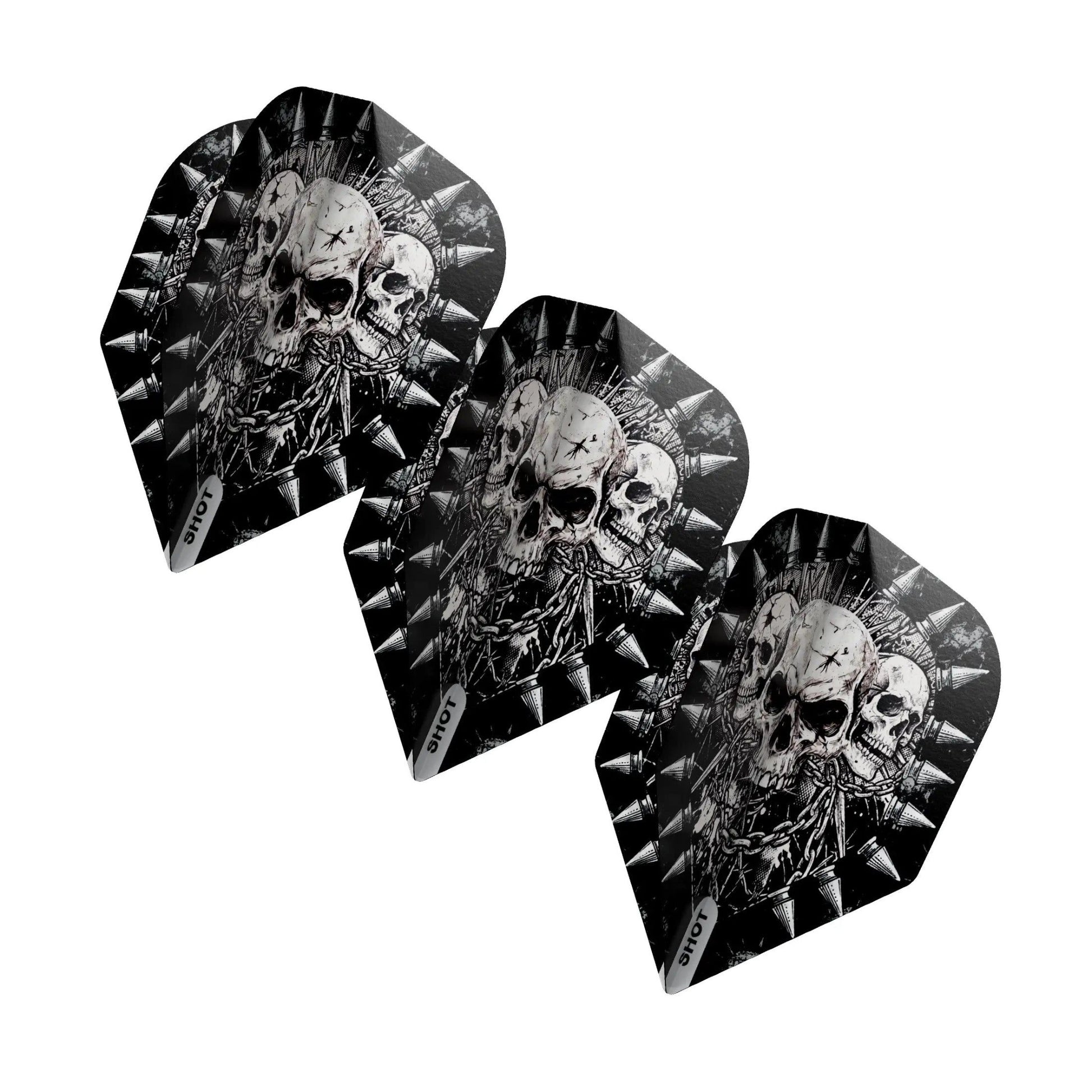 Three Gnarly Skulls small standard dart flights by Shot Darts