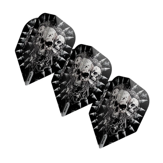 Three Gnarly Skulls small standard dart flights by Shot Darts