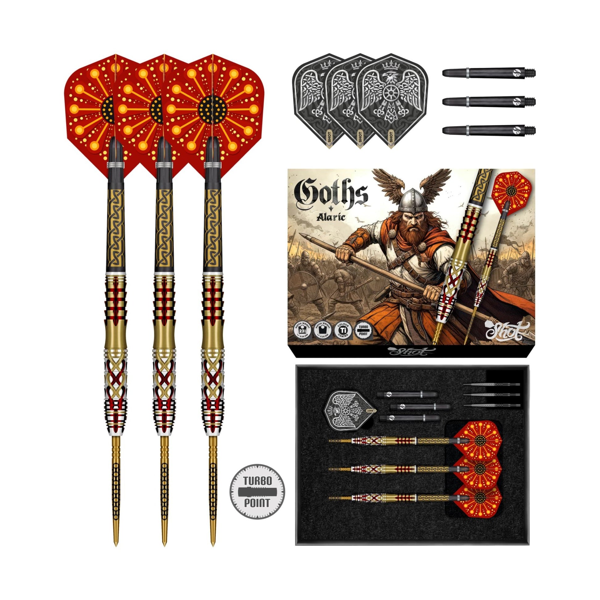 Goths Alaric 95% Tungsten Steel Tip Dart Set by Shot Darts