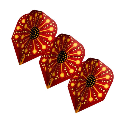 Three Goths Skildus small standard dart flights fanned out, showcasing their 100-micron polymer design.