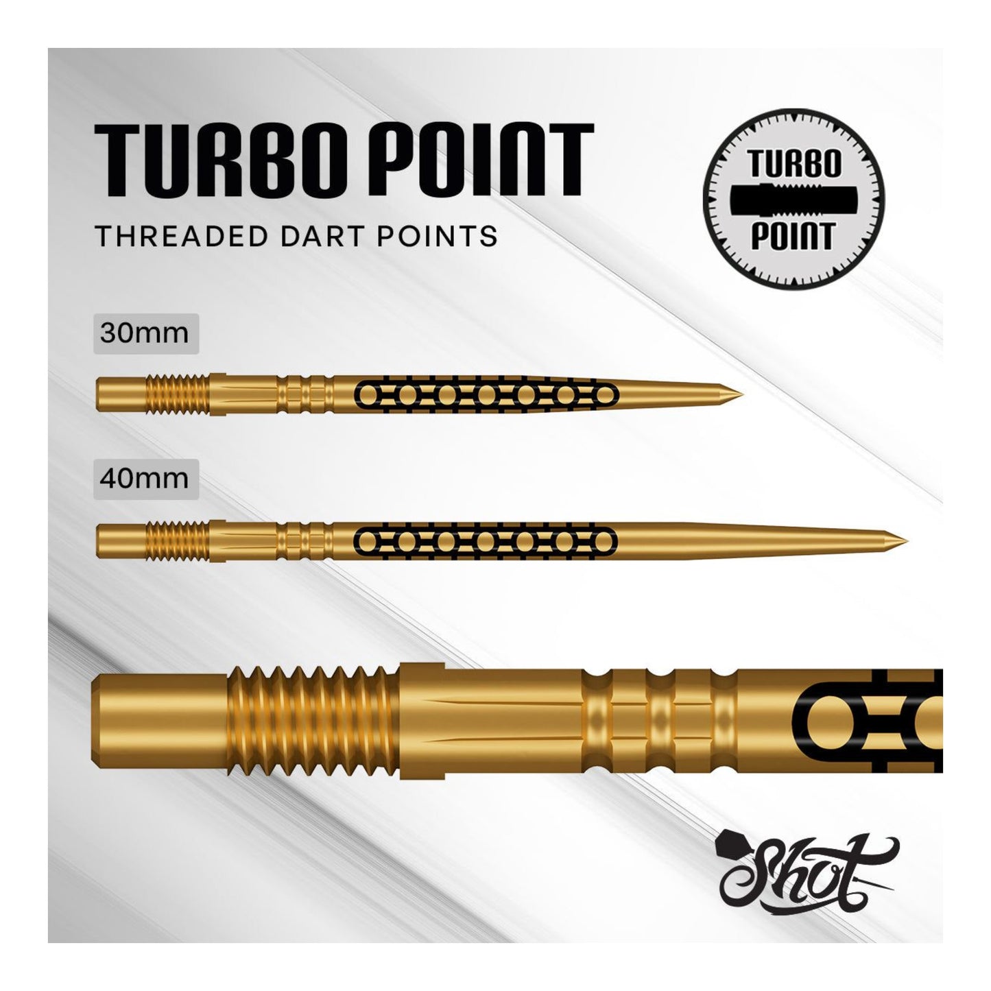 Size comparison of  Goths gold turbo dart points